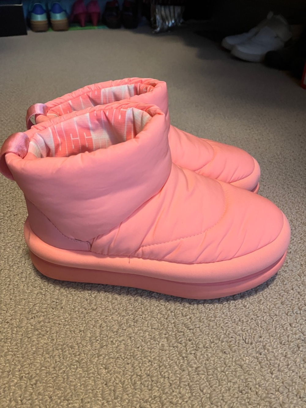 UGG Pink Puffer Booties - Slip-On Shoes - Picture 4 of 5